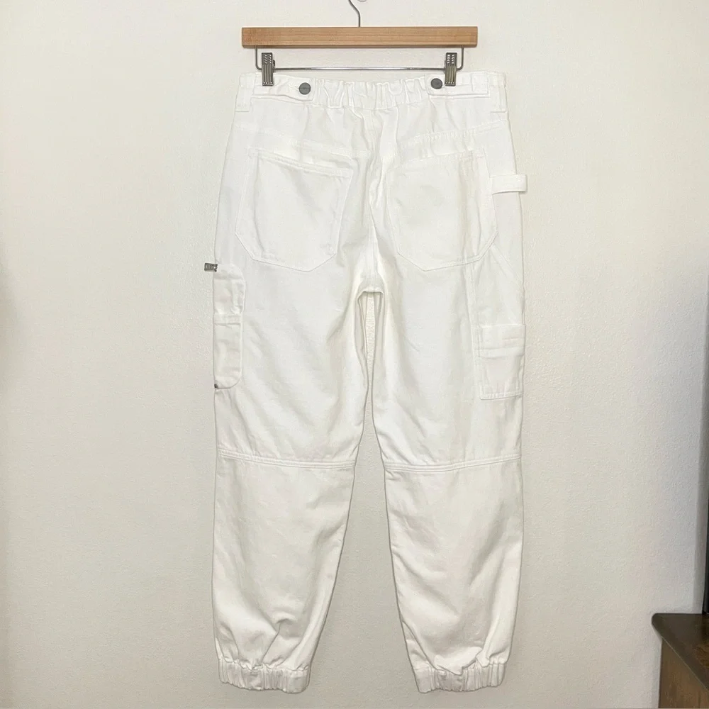 AllSaints Florence Cargo Jogger Pants Organic Twill Cotton Chalk White 8